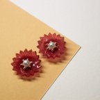 作品大人なワインレッドのお花のピアス・イヤリング