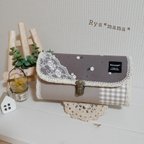 作品~*ナチュラルブラウン小花柄レース長財布②*~