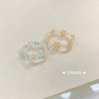 作品bi-color flower 2beads ✿ ビーズリング