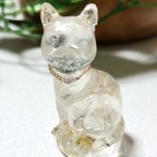 作品ミニ猫オルゴナイト　水晶