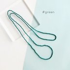 作品グリーン ワンカラー シンプル ロングネックレス 緑 金属アレルギー対応 80