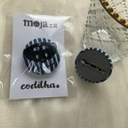 作品数量限定デニムプリントくるみボタンブローチ【moja工房×CODILHA。】