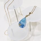 作品【琉球ガラス]沖縄産　　青い海　琉球ガラス　ネックレス　アクセサリー　レジン