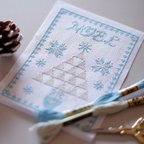 作品クロスステッチ キット　キラキラ輝く雪の結晶ホワイトクリスマス　簡単・可愛い手作りインテリア　クロスステッチ刺繍の可愛い図案