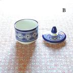 作品シュガーポット　B／モロッコ・フェズの手描き陶器　蓋付きポット　小物入れ