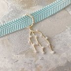 作品パール付き珊瑚　海　夏　着物　帯締め　帯飾り　帯留め　絽　紗