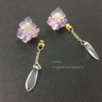 作品淡く透き通った紫陽花(あじさい)のピアス