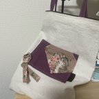 作品お手軽トートバッグ#花&NEKO