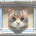 作品【送料無料】羊毛フェルト 猫 額縁入り アメリカンショートヘア