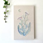 作品【一点もの】刺繍　ファブリックパネル　『Flower, o.』