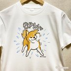 作品柴犬白Tシャツ（赤柴ドリル）