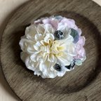 作品 【髪飾り】ヘッドドレス ダリア 紫陽花 ホワイト ナチュラル ウエディング 成人式　七五三 卒業式 