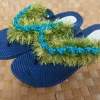 作品Crochet Heel Sandal 【クロシェット ヒールサンダル】ブルー L(24.0〜24.5cm)