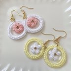 作品オーダー♡ニットリングとお花のピアス🌼2点セット