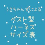 作品ベスト型ハーネスサイズ表☆うさぎハーネス