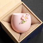 作品大人可愛いピンク お茶呑茶碗 茶道具 茶器 酒器 耐熱 プレゼント ラッピング無料