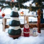作品【一点もの】マトリョーシカのクリスマス＊雪のツリー(3個組)