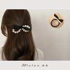 作品 ヘアゴム レディース 髪飾り リボン パール 人気 ヘアアクセサリー アレンジ 通勤 上品 まとめ髪-Melon.kk