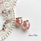 作品2pcs オーロラクリアピンク☆ミニいちごチャーム