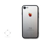 作品【まるで金属のようなiPhoneケース】 iPhoneケースカバー（シルバー×ブラック）赤リンゴ　アイフォンケース iPhoneケース　耐衝撃　7/8/SE2/SE3/XR/Xs
