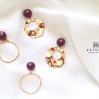 作品【SALE★残りピアスのみ★２デザイン】Bordeaux × gold circle