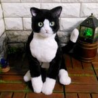 作品【きゃばんねこ】　はちわれ猫のすがたをしたリアルな実物大かばん　【ハ-2】