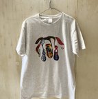 作品【日本国内送料無料】ウツボカズラとカエルの手染め紅型メンズTシャツ/アッシュグレー（Mサイズ）