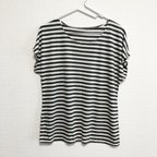 作品1点もの♡グレーボーダーのフレンチスリーブTシャツ