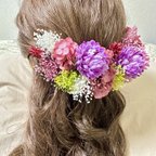 作品結婚式 成人式 卒業式 ドライフラワー髪飾り ヘッドパーツ 振袖ヘア 袴ヘア ヘアアクセ 白 赤 金 ウェディング