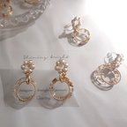 作品ミニパールとゴールドフープのノンホールピアス/ピアス