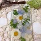 作品優しいブルーのお花と緑のiphone5.5sケース