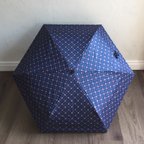 作品竹の折りたたみ傘 レトロフラワーダークブルー 163433 紫外線99.9%カット 晴雨兼用 日傘 雨傘