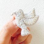 作品【キット】幸せの白い小鳥ブローチキット