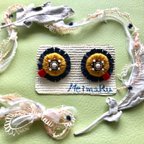 作品バンブーテープのyellow Flower刺繍ピアス