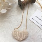 作品ビーズ刺繍★pure    heart  ネックレス