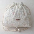 作品【H】インド刺繍生地の輝く巾着バッグ