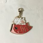 作品〈再販8〉ファスナーチャーム　鯉のぼり猫ちゃん