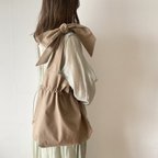 作品ribbon knot  shoulder tote リボンノット ショルダートート　mochabeige   |  巾着トートバッグ