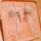 作品結婚式 フェザーグラス ブーケピアス【Wedding Feather series】