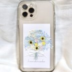 作品【再販×2】【全機種対応】スマートフォンインナーシート iPhoneケース カバー 向日葵 ひまわり 花 お花 ドライフラワー 挟む 紙 カード 白 ホワイト 黄色 青 水色 クリア