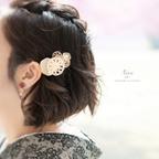 作品 再販 水引ヘアクリップ 透かし花躍る 五箇山和紙 白