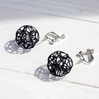 作品【送料無料】VORONOI BALL ボロノイ球体イヤリング （黒）（ピアスへの変更可能）