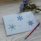 作品【雪の結晶】紙刺繍のメッセージカード (2枚セット)