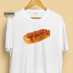 作品【半袖/長袖】オシャレおもしろTシャツ「ケチャップたっぷり！ホットドッグ！」