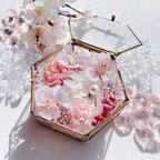 作品春を告げる桜のリングピロー  Cherry Blossom ガラスケース