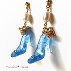 作品カラー[ブルー] 童話 シンデレラのガラスの靴 ピアス