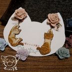 作品選べるカラー・チャーム◆ミニ薔薇と猫のピアス・イヤリング（セミオーダー）