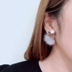 作品stone edge fur earring/pierce - gray ストーンエッジファー イヤリング/ピアス - グレー