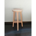 作品【ほぞ組】木製スツール　高さ75cm　丸椅子　stool 