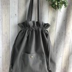 作品［再販］キュッと！巾着トートバッグ＊グレー